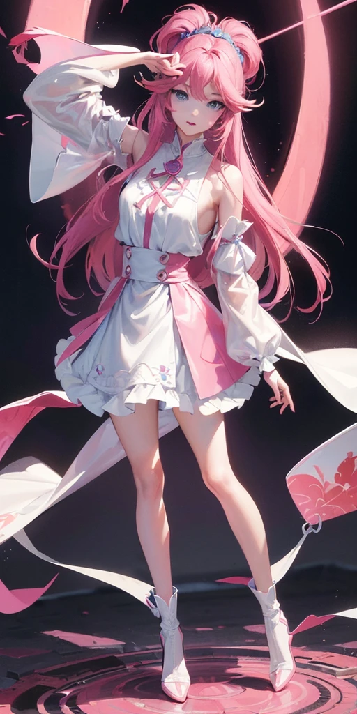 ((64k,Ultra-high resolution,Super best quality,masterpiece,Hyperrealistic,Young and adorable, beautiful, young, adorable,young woman,Full body photo,Full body angle,Blue Eyes全身エズビアン,Surreal,Very detailed:1.3,Ultra-realistic:3.0)),Heroine of Mobile Suit Gundam SEED,Lacus Clyne,Pink Hair,hair ornaments,Blue Eyes,