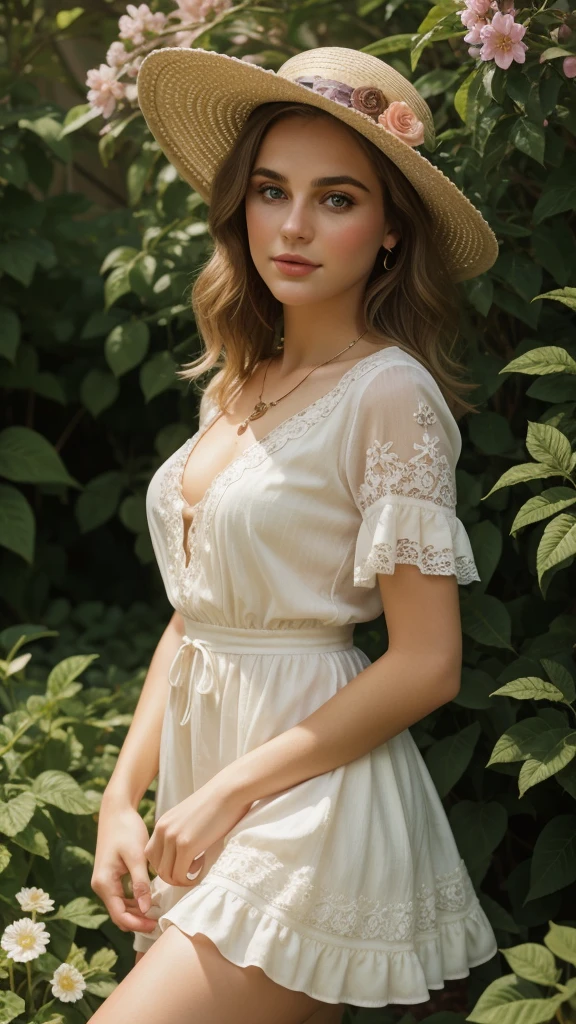 class GirlPromptGenerator:
```python
def __init__(self):
    self.greetings = ["Hi!", "Hello!", "Hey there!", "Hey, beautiful!", "Nice to meet you!"]
    self.descriptions = {
        1: {
            "age": "18 years old",
            "hair_color": "blonde",
            "hair_length": "long",
            "eye_color": "brown",
            "body": {
                "top": "pullover",
                "bottom": None,
                "accessories": ["necklace", "bracelets,full body, sneakers,stunning composition, portrait of beautiful young pin up nymph with flower hat in the summer garden, feminine, organic, botanical, ethereal, dreamy, beautiful blond short hair, pretty eyes, plump lips, shimmering makeup, radiant beauty, in floral ruffled lace dress, romantic academia aesthetic, 50s aesthetic, dynamic pose, by Vincente Romero, John William Waterhouse, Susan Rios, John William Goddard, digital painting, bright vivid colors, intricate, elaborate, neoimpressionist painting, textured paint, velvety, pre-raphaelism, 8k