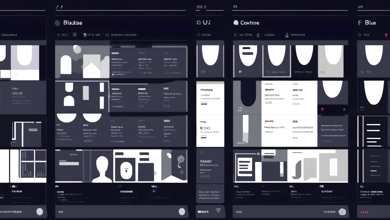 dark blue and other contrast color hero page ui ux theme website, database black and white silhouette