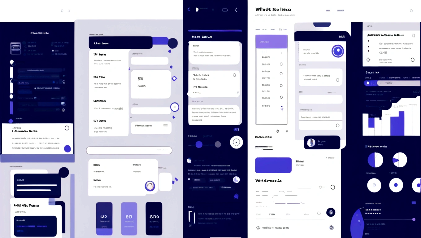 dark blue and other contrast color hero page ui ux theme website, database black and white silhouette