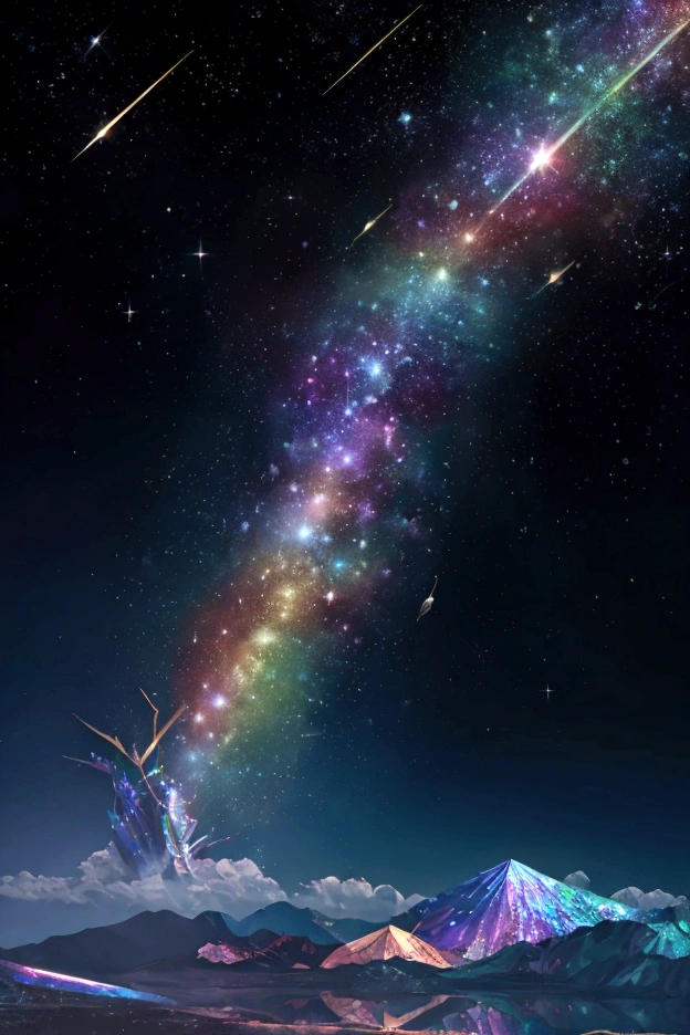 The world we see、Iridescent幻想的なNight Sky、constellation, Iridescentconstellation、Iridescent空包み込まれそうな瞬間,When the stars shine in rainbow colors、Astronomical observation、Planetarium、Meteors、colorful,美しいconstellation、Three-dimensional,wonderful景色,Night Sky,An atmosphere full of dreams and hope,masterpiece.16K, Ultra-high resolution, to be born,wonderful ,future、Iridescent、The world 30 years from now。