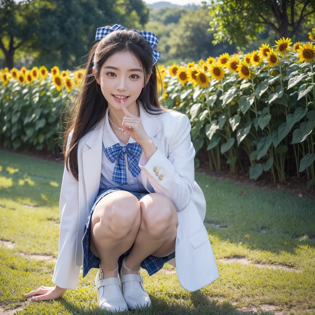 8K、RAW Photos、Highest quality、Super detailed、Super Resolution、Ultra HD、8K壁紙、Amazing details アメリカンブレザーの制服の女の子 ((White blouse with formal collar, Blue blazer, Blue plaid skirt, Red checkered ribbon on blouse)), Complete limbs, Full Finger, A large sunflower field in the countryside、Straight road、Walk through the sunflower field,smile、sun、School bag、Heart Necklace (((Full body photo))) ((Blue sky))
(((smile)))
8K、RAW Photos、Highest quality、masterpiece:1.2、Super detailed、Super Resolution、Ultra HD、8K壁紙、Amazing details、Photorealistic:1.4、Having fun by the water、Full Body Shot、Full body photo、High-resolution RAW color photos、Professional photos、A scene full of emotion、Very detailed and beautiful、Ultra HD、8K壁紙、Amazing details、Huge file sizes、Highly detailed beautiful girls、Highly detailed face Highly detailed eyes、Extremely realistic skin、 Highly detailed fingers, Highly detailed nose, Highly detailed mouth, Perfect Anatomy, Highly detailed background, Highly detailed clothing, Teen, cute女の子, Famous Japanese Idols, cute, Realistic body, Slender, White skin, Glowing Skin, Slim body, Realistic Face, Delicate eyes, double eyelid,