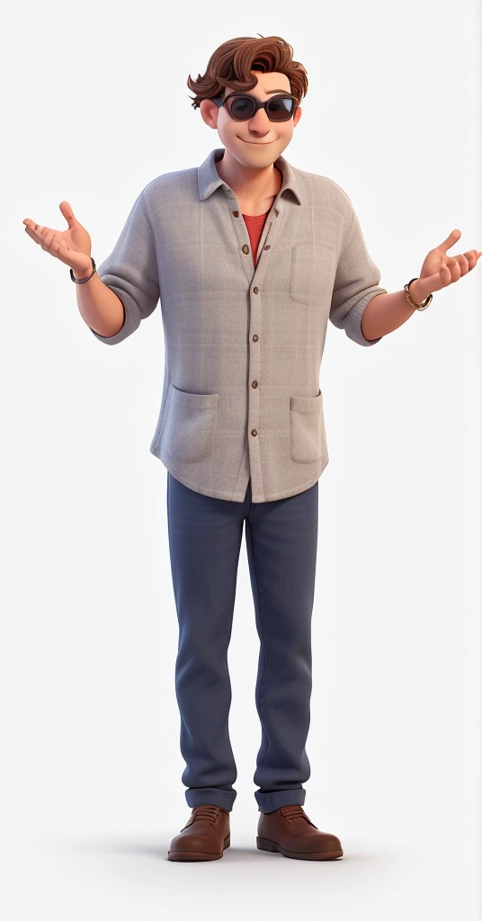 a man with sunsglasses and a cap in pixar style