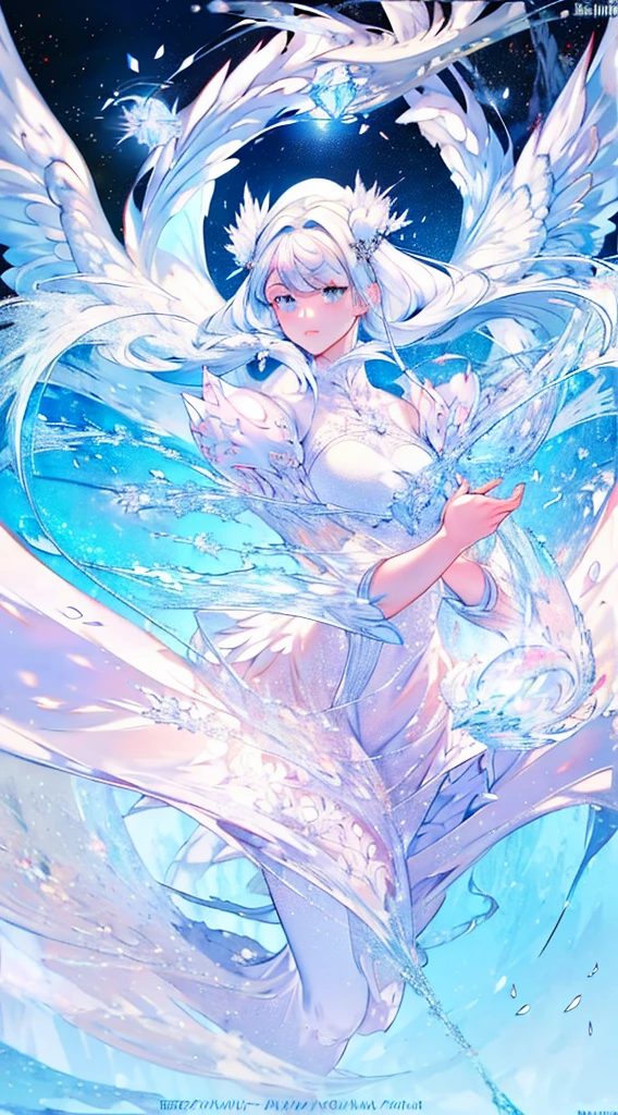 white dragon girl，（Cute Girl），teenage girl，stare，Absolutely beautiful.，exquisite face，white fluorescent tulle，A small white dragon surrounded him.，white flame particle effect，Dragon Feather Decorated with white feathers.，（(Cute face）)，glowing scales，Focus on the face，Detailed background，white dragon background，splash of color，Masterpiece，soft，angel，angelอากาศกระพือ，Surreal and realistic，Popular CG renderings，Highest picture quality，crystal，big moon moonlight background，Moisturized lips，8K