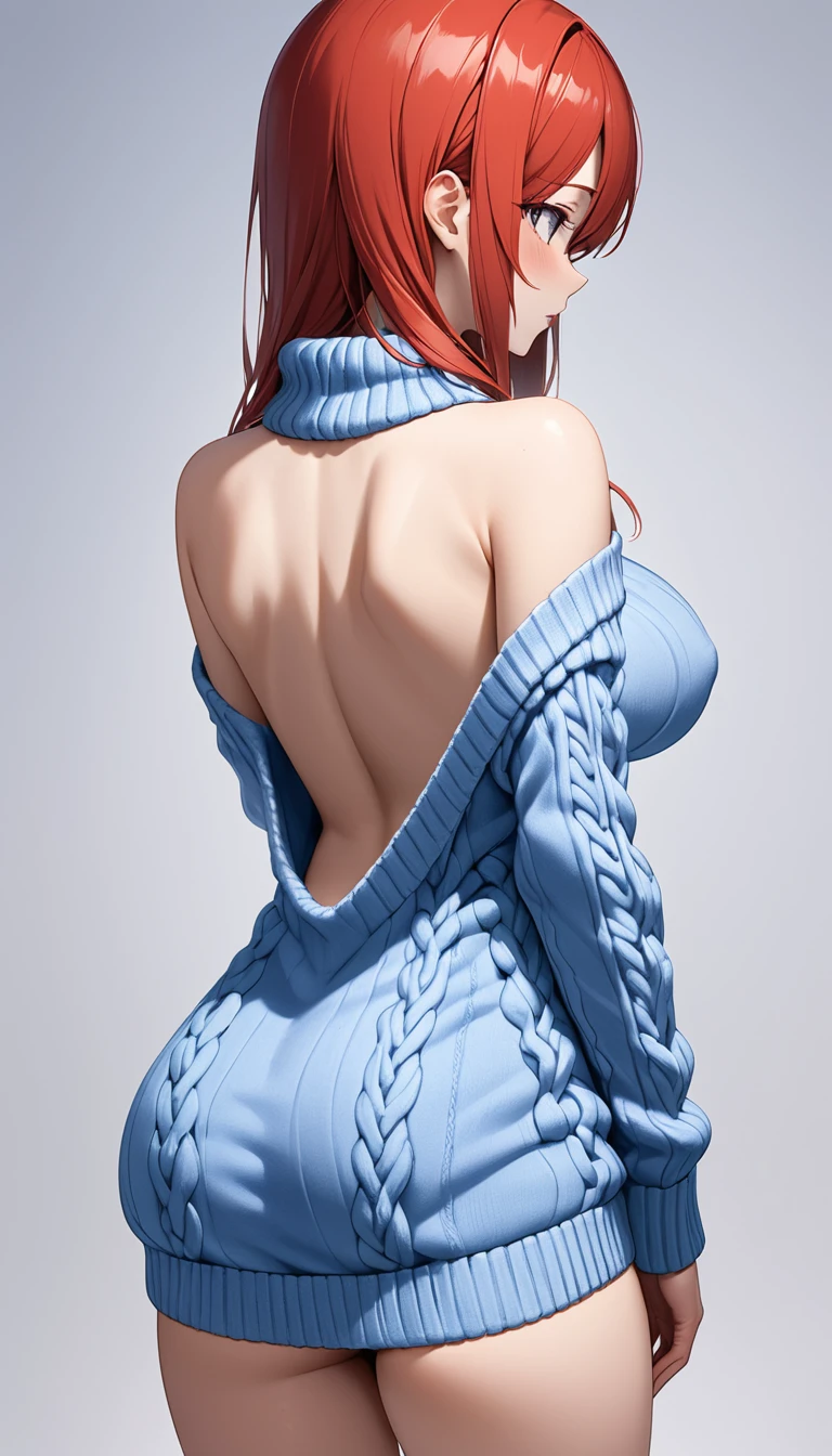 (Highest quality、Masterpiece、Very detailed、8K)、One Woman、18-year-old、Big Breasts、Virgin-killing sweater、stand、back