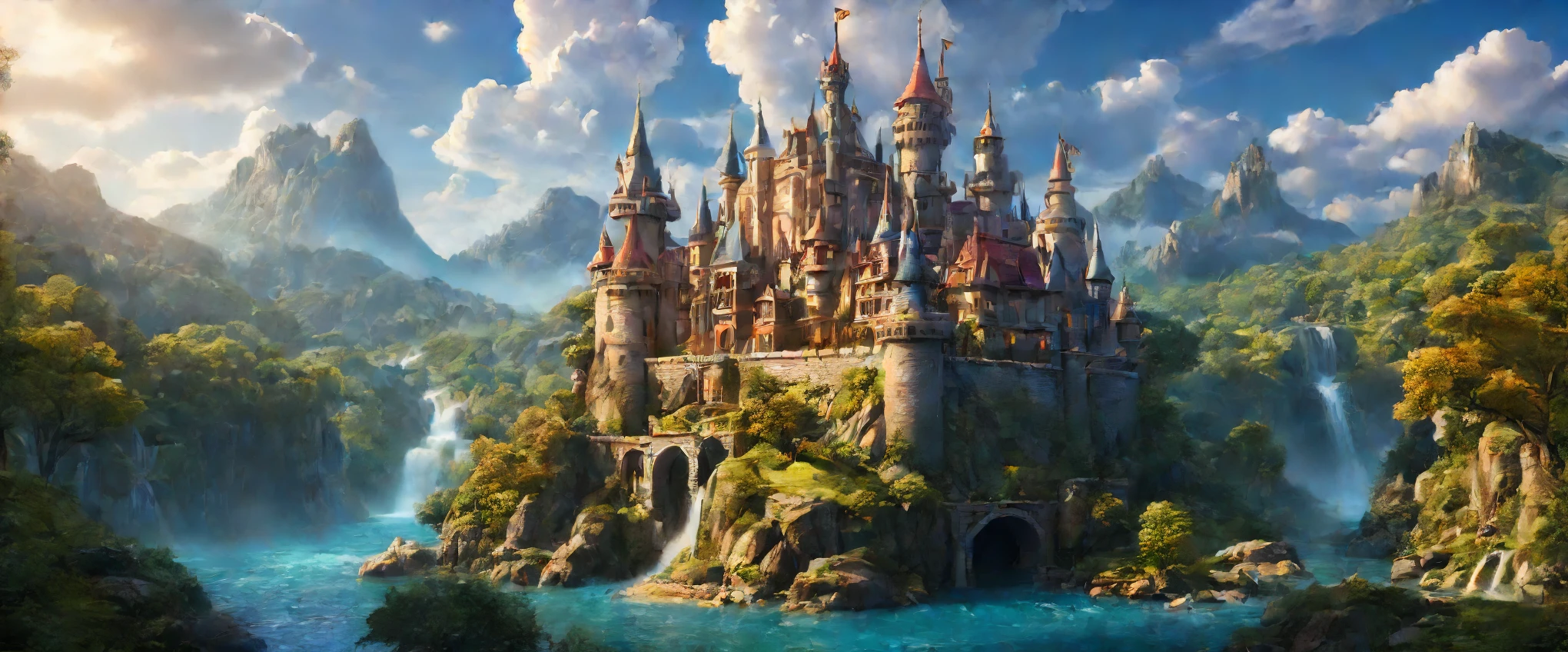 a moving castle,enchanted castle,spectacular moving fortress,beautifully wrought masterpiece:1.2,ultra-detailed,realistic:1.37,animating bricks and stones:moving,spiraling towers and flags,vibrant colors,glowing windows,enchanted forest,magic and fantasy elements,royal architecture and design,ancient secrets and mysteries,captivating,ethereal atmosphere,majestic,grandiose,imposing presence,roaming through landscapes,ever-changing surroundings,magical creatures,clouds of magic and spells,whimsical,otherworldly,sublime,unfathomable beauty,floating on a river of dreams,surreal,mesmerizing,lost in time,ever-evolving,powerful,enchanted by the unknown,dream-like,spellbinding,irresistible,joyful,unforgettable journey, wide view.