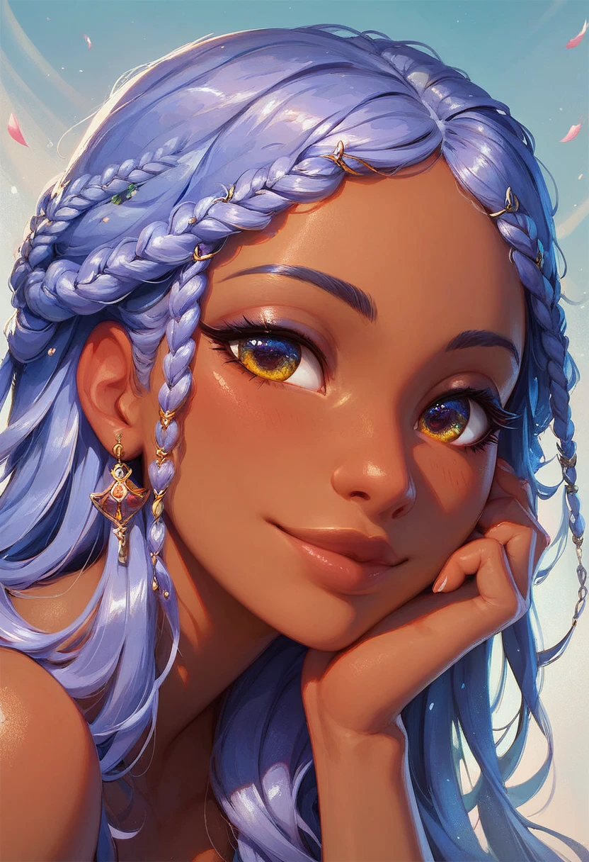 score_9, score_8_up, score_7_up, score_6_up, 1girl, Tiana, dark skin, portrait, bust, perfect face, detailed eyes, perfect eyes, sexy, beautiful eyes, perfect cute face, asian hanfu, (armrest), light smile, seductive, shy, close up