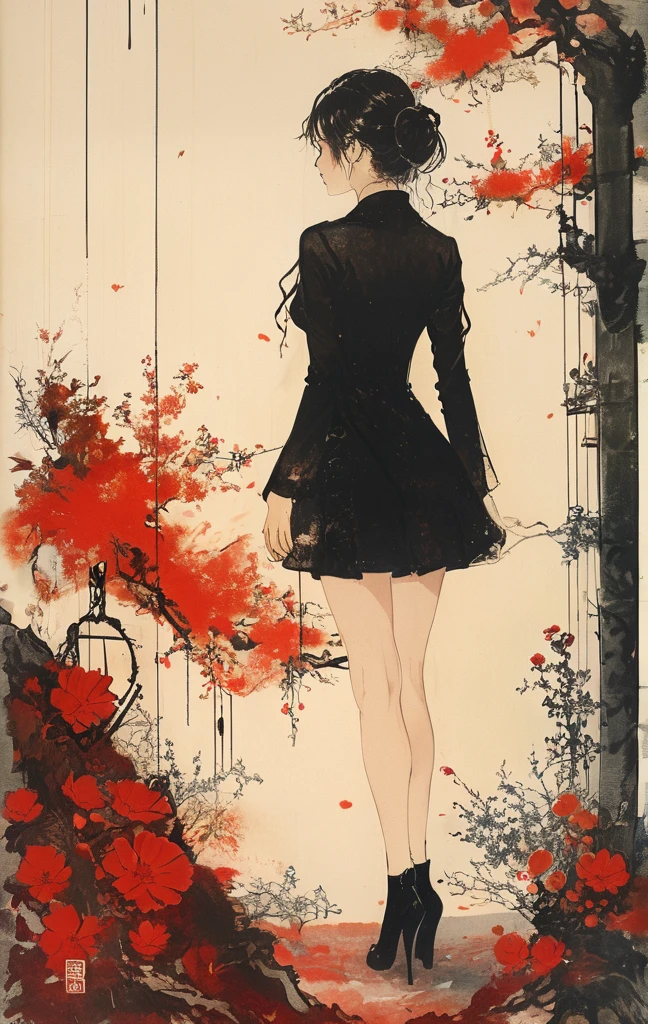On a bright red campus"YES"Character、(Masterpiece in maximum 16K resolution:1.6), ((darkest_insane_silhouette_illustration):1.2),(intricate detail:1.4), (extremely insane detail:1.4),(highest quality:1.3),(Hyper_realistic:1.3). | Black and white, silhoutte art, female figure, elegant pose, flowing hair, graceful curves, subtle details, minimalistic background, soft lighting, delicate features, captivating composition, expressive eyes, slender silhouette, artistic interpretation. | ((silhoutte_of_pretty_girl_waiting under a clock):1.5), ((waiting pose):1.2), ((withered flower background):1.1), each flower detailed and rendered with a masterful gouache technique, silhoutte art behance,surreal, It gives a romantic aura. | (perfect_fingers:1.0), (perfect_legs:1.0), better_hands, More_Detail.