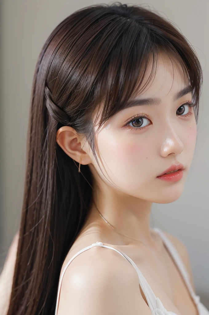 Girl,Double tail,close up,Bow,Photo effects,Graininess,8K,Hyperrealism,Ultra-clear,masterpiece,