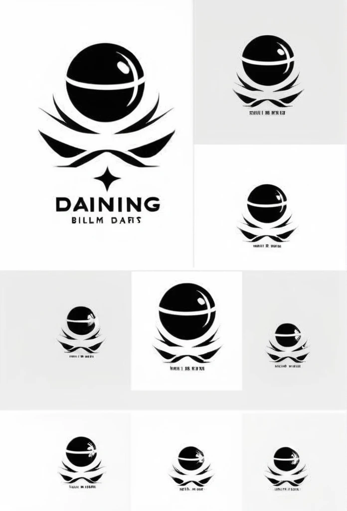 Stylish dining bar logo billiards、darts、karaoke、A logo for an entertainment dining bar where you can watch sports. A very cool, chic and modern design. The background is pure white.