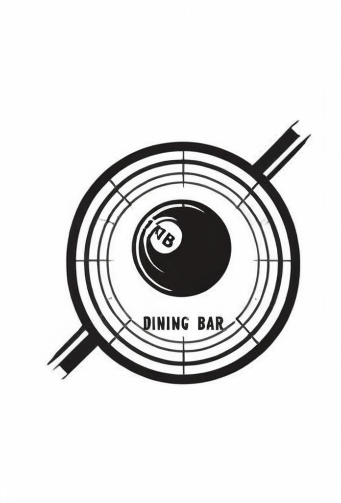 Stylish dining bar logo billiards、darts、karaoke、A logo for an entertainment dining bar where you can watch sports. A very cool, chic and modern design. The background is pure white.