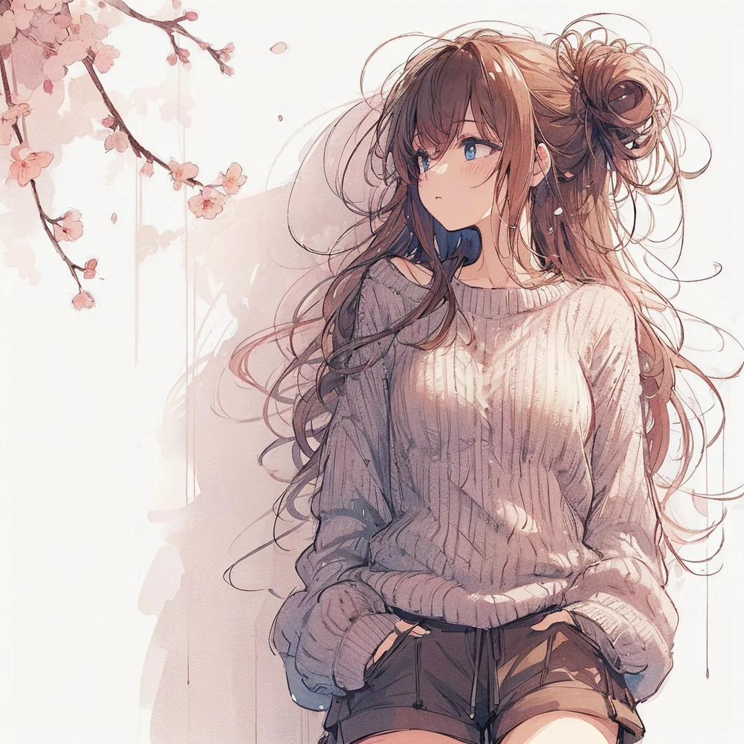 Official art using high-quality hand-drawn watercolor sketch techniques. (best quality,4k,8k,highres,masterpiece:1.2),ultra-detailed,beautiful detailed eyes,A girl with beautiful eyes, everyone, beautiful anime girl, cute anime girl, smooth anime art, anime style, elegant colors, soft lighting, delicate beautiful wet eyes, very coquettish, (beautiful large breast:1.2), (correct hands:1.2),