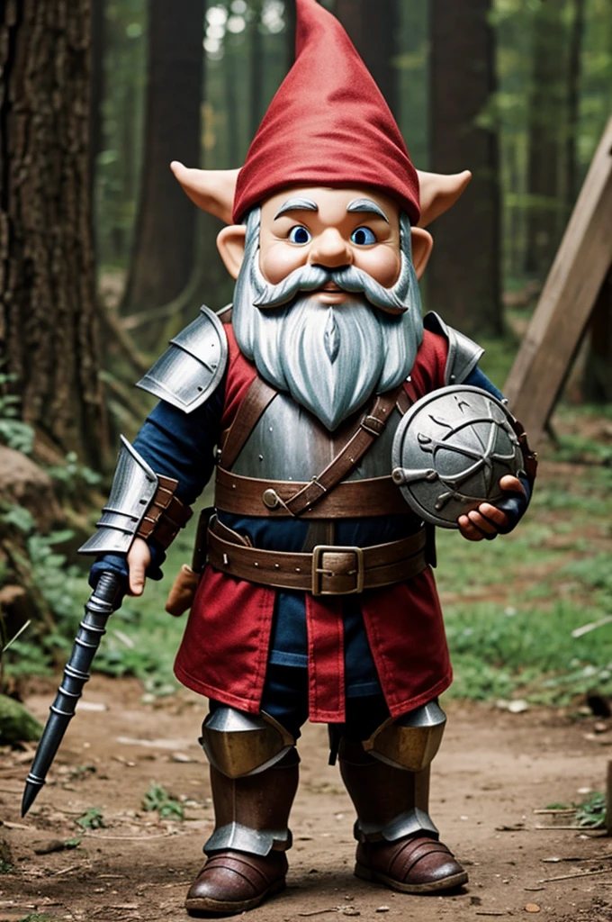 A gnome with an armor ready for an fight