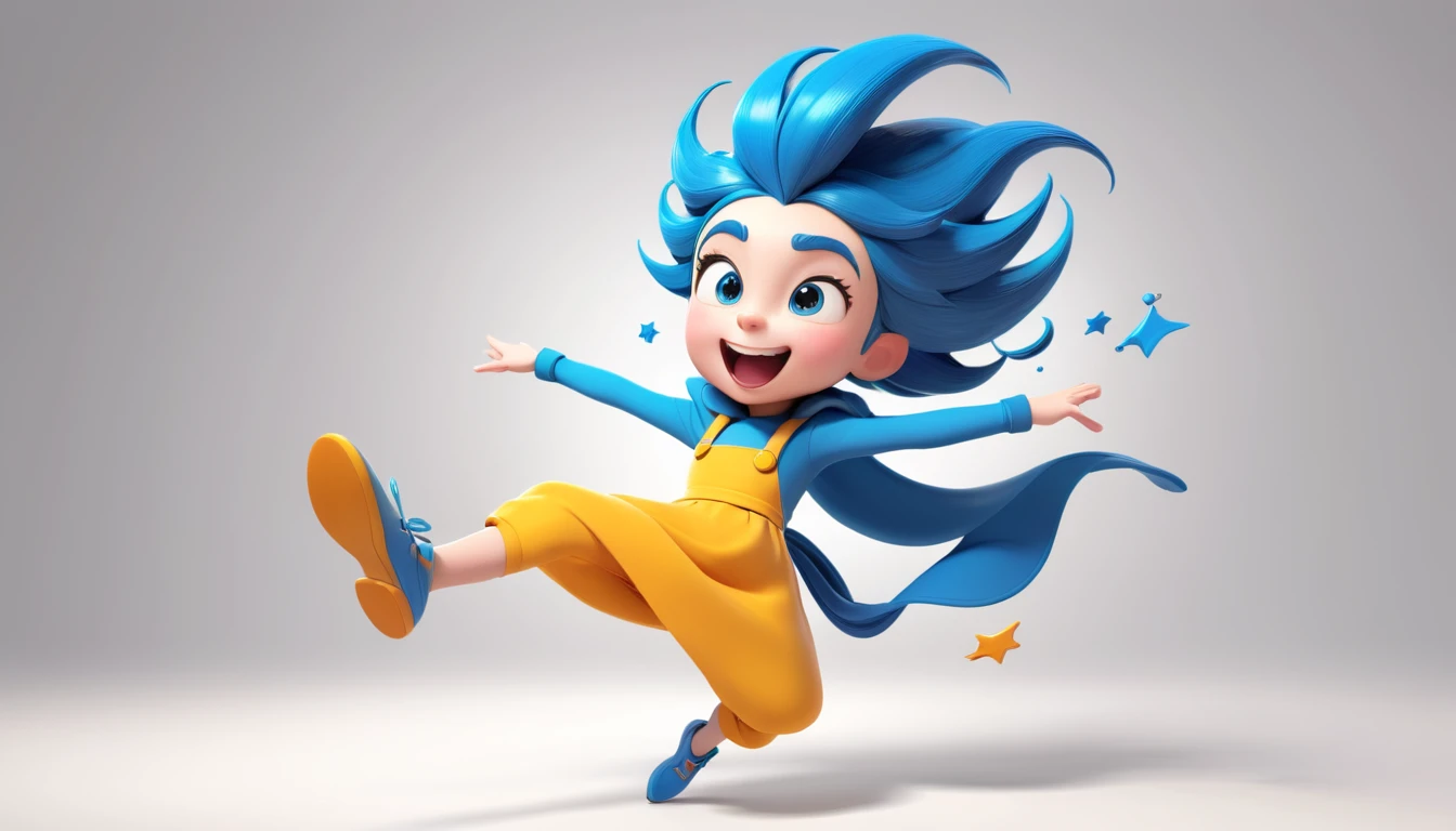 "A whimsical cartoon character in a dynamic action pose."