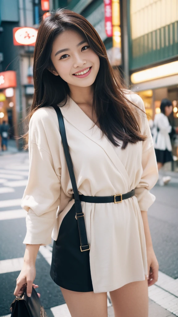 Beautiful woman、Tokyo、date photo、Stylish、real、Realistic、film、Japanese、looking at the camera、laughing