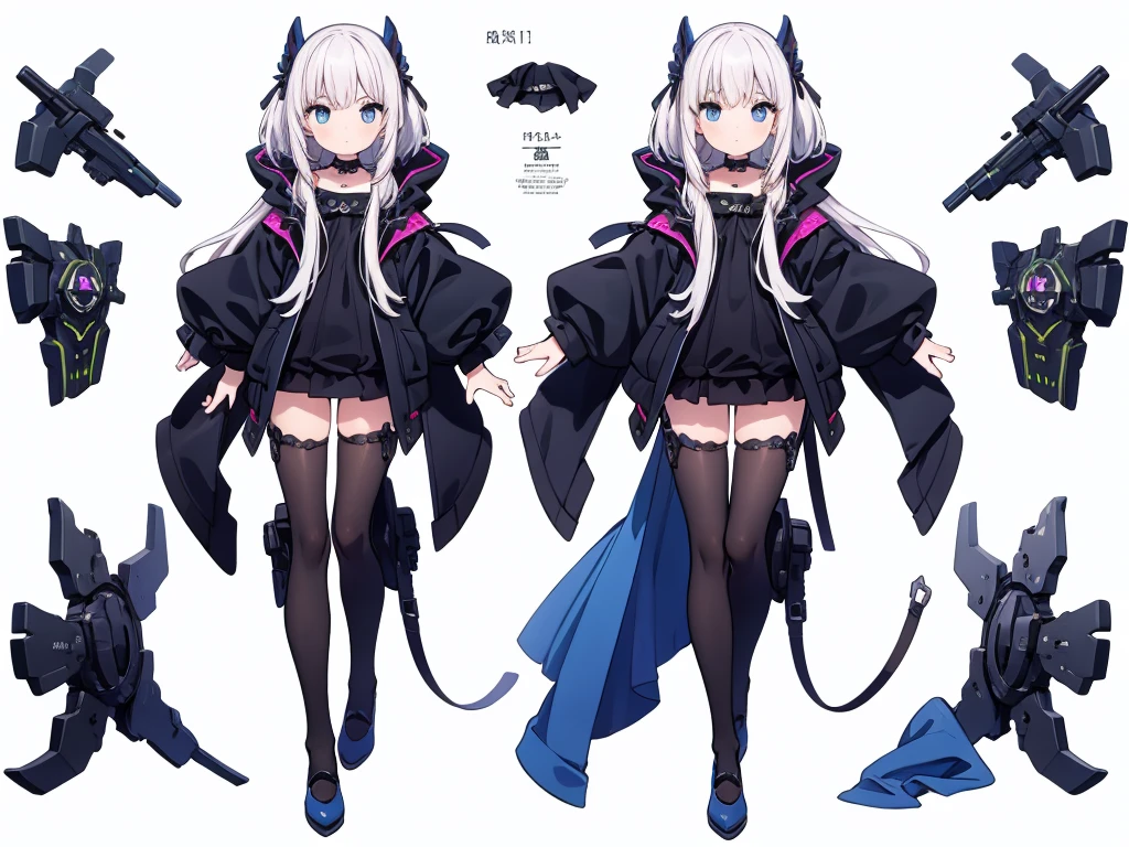 (masterpiece, best quality) detailed, girl, drawing reference, reference, lineart, sketch, female, wide hips, big , goth, spooky, cute, kawaii, cat girl, galaxy, pale skin, white, black, purple, blue, pink, choker, thigh highs, attractive, glow (character design sheet, same character, front, side, back)