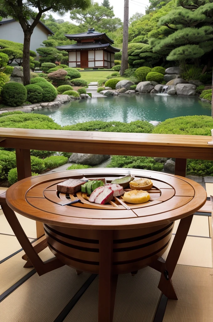 Japanese house garden BBQ party