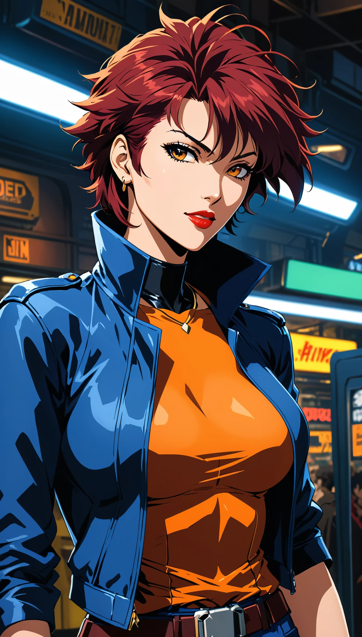 Character Conception,Miss,Half Body,Intergalactic denim style,frank miller artist, Popular topics on ArtStation.