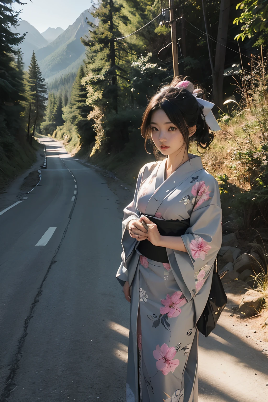Beautiful,Junko Ishihara,Over Amagi,Prostitute,or period,Years falls,Flame of Love,Disheveled Japanese clothing,In the mountains,The twists and turns of the deep mountains,Flames of Passion,Mature women in their thirties,A devoted beauty,Disheveled Hair,Disheveled outfit,A half-crazed woman obsessed with love,Disheveled, thin kimono,thin yukata,A distraught yukata wearer,Female Artist,Narrow eyes,Single-minded gaze,or period,Unpaved mountain roads,the dark forest,Unpaved road,promenade,Mountain trail,Dirt Road,When the road wasn't paved yet,Old mountain path,ground road,carriage,rickshaw,She's wearing light clothing and her chest is exposed.,Beautiful Mature Woman,Her chest is open, exposing her beautiful nipples.,A narrow path leading uphill,A lightly dressed kimono that is slightly disheveled,No cars, only horses and rickshaws,A narrow road just wide enough for one person to pass through々A path through a dark mountain forest covered with snow,Steep dirt road,Dirt-stained area around the feet,Climbing dangerous mountain trails,Animal trail,Unpaved road,Paths for wild boars, etc.,Extremely small and flat chest,Beautiful nipples,The face of a virtuous angel with many good experiences,A beautiful face like a legendary celestial maiden,Unpaved mountain road,Indigo yukata,Wearing cute wooden women's can,No baggage,Holding a single flower,On the ground in the mountains,in the forest,A tall peak in the distance々,A thin yukata,Beautiful nipples,Beauty,The length of the yukata is long,Face close-up,promenade,Kemono Road,All gravel roads,All off-road,Dark Night Road,Moonlight only,Are thin,Leaner figure,A slender beauty with an unfortunate past,Dark night road in the forest,One straight road,Hanni in New Jeans,off road,Private roads,animal trail,Lonely mountain path in the forest,far and near method,Out of focus background,off road walking,Small breasts,Flat Bust,A soft smile,Off-road in the dark mountains with only moonlight,Midnight,The surroundings are pitch b