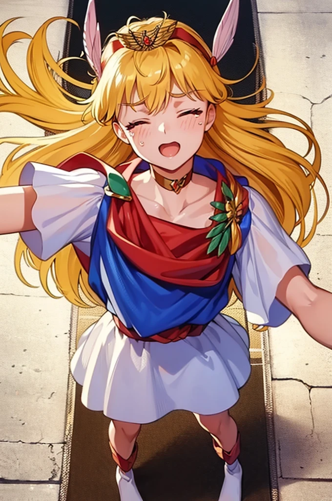 (masterpiece, best quality: 1.2),(very detailed face, real image, realistic skin, realistic body, intricate details)1girl, 1boy, solo focus, cowgirl position, straddling, girl on top, spread legs,breasts squeezed together, bent over,How, How in pussy, How overflow,female , female orgasm, ,rape, deep penetration, vaginale, Sex, {motion lines},crying, closed eyes, scared, embarrassed, open mouth, blush, nose blush,sweat, clothes lift, breasts, nipples, no panties, {{{pussy}}}, penis, skirt,indoor, tatami、super beautiful、beautiful skin、body turns forward,(Ultra-realistic)、(High resolution)、(8K)、(very detailed)、(Beautiful and detailed eye)、(Super detailed)、 (wall-)、detailed face、bright lighting、professional lighting、looking at the viewer、look straight ahead、slanted bangs、perfect cosplay, highest quality,Super detailed,magic princess,blonde hair,blue clothes,blue skirt,Brown eye,feather hair band,long hair,pauldron,boots,red scarf,tiara,white shoes, flower field background,Prepare the bow,perfect wonder woman costume,sleeping face,close ~ eye,face of suffering,sky face,sleeping face, being Embraced by a man,Embraced by a man,Embraced by a man,Captured by a man,Detained by a man、licked my hair,lick my face,brown hair, tape gag, gagged, duct tape, tape bondage, turn your arms behind your back, tied arms, lie down in bed with both arms extended above the head and placed behind the pillow, anime girl lying down, expose plump breasts, whole body, plump thighs, Natural Pose, beautifully, cute, Fix errors without any awkwardness, tall, I have long legs