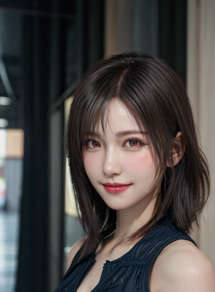 high quality picture, masutepiece, detailed hair texture, Detailed skin texture, Detailed Cloth Texture, 8K, Add fabric details, ultra detailed skin texture, ultra detailed photographic, Skin pores,light smile, full body,(slingshot dress), extra short hair, buzz cut,