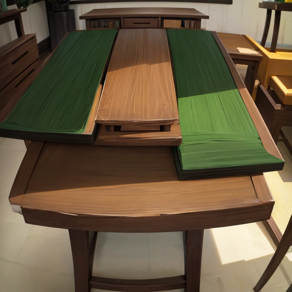 Animated front table top green, brown , black colour