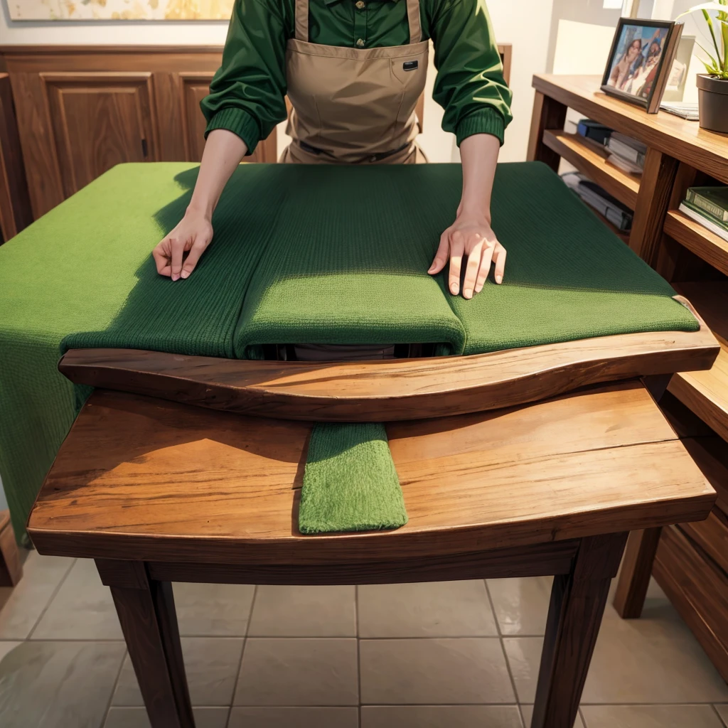 Animated front table top green, brown , black colour