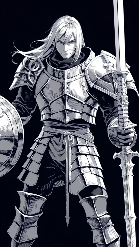 a close up of a person with a sword and a shield, a human male paladin, with large sword, from pathfinder, male paladin, cleric, elf knight, with leviathan axe, gold paladin, final fantasy tactics character, fantasy knight, fantasy paladin, brandishing halberd, artorias, the rider carries a large sword