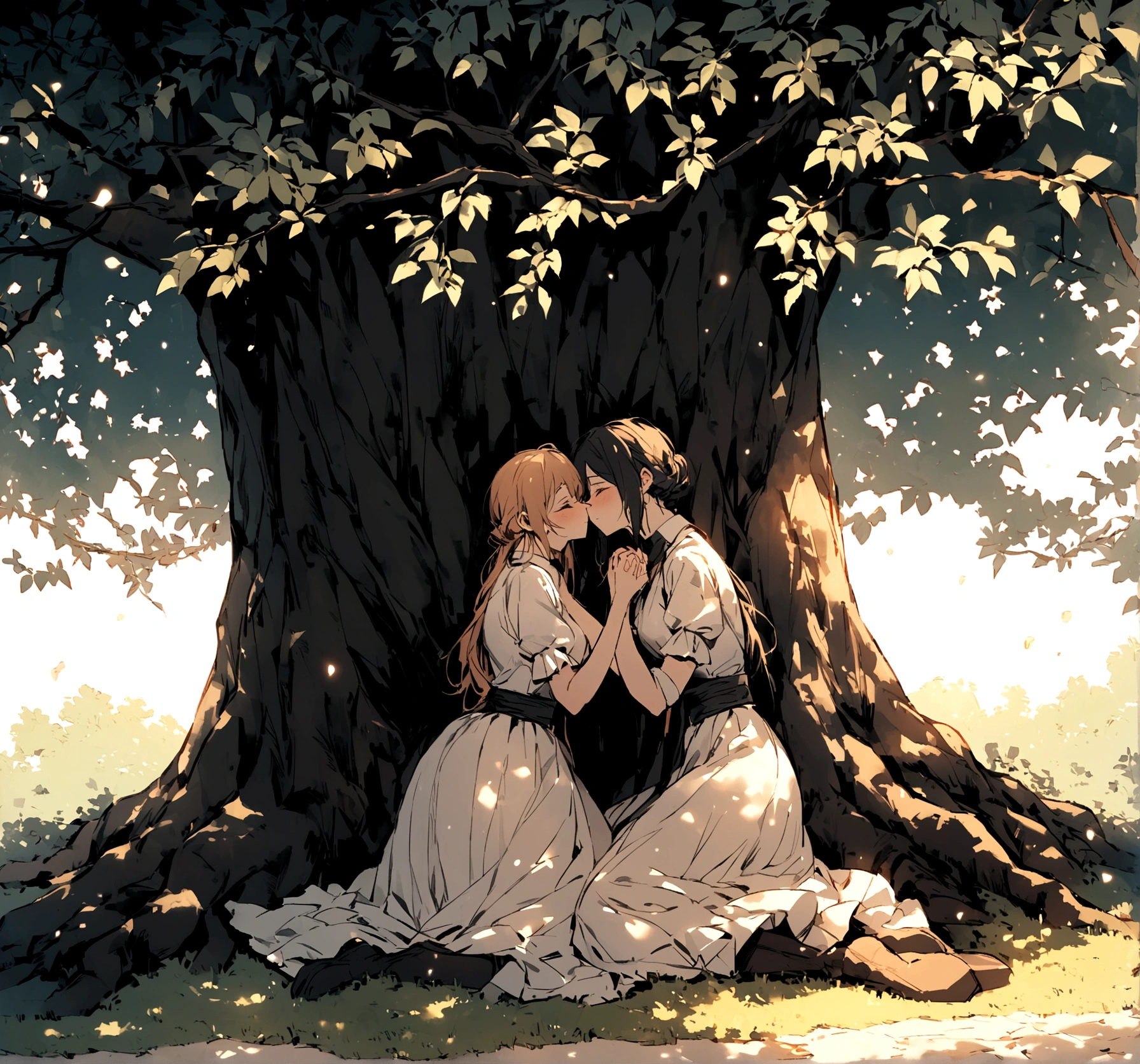 One day, they sat beneath a large tree. There, they poured out their hearts to each other. They expressed their feelings, and they fell in love.