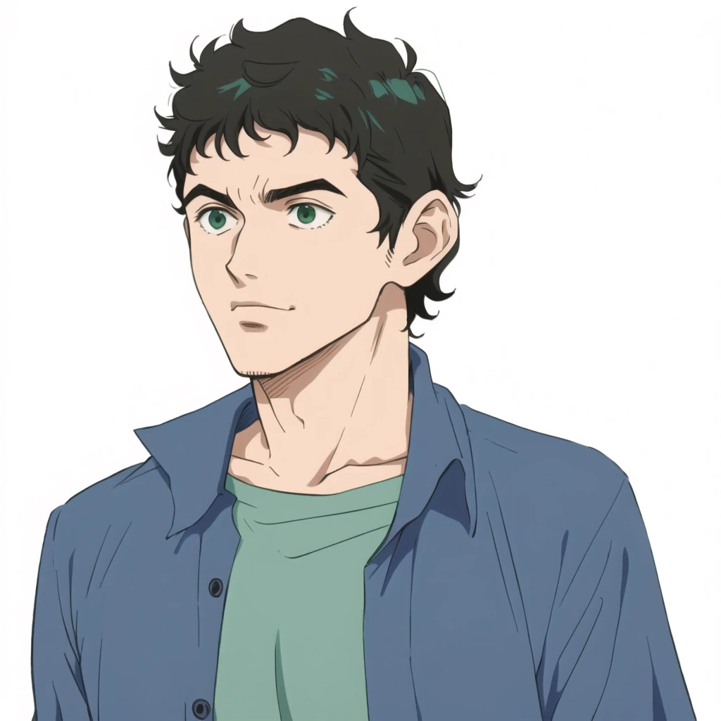 Cartoon of a man in a blue shirt and a green shirt, Kentaro Miura art style, Kentaro Miura&#39;s Manga Art Style, Kentaro Miura Manga Style, Kentaro Miura Style, Kentaro Miura style, Kentaro Miura&#39;s manga style, Kentaro Miura Style, Kentaro Miura!