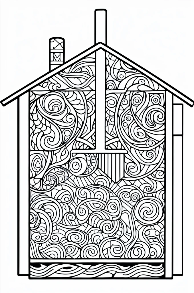 b/w vector illustration line outline of abstract graffiti outline of Santa coming down the chimney. black and white line drawing, adult coloring book page, no noise, outline art, isolated on a white background, adult coloring pages.[(((((white background)))). only use the outline. adult coloring book, clean line art, white background