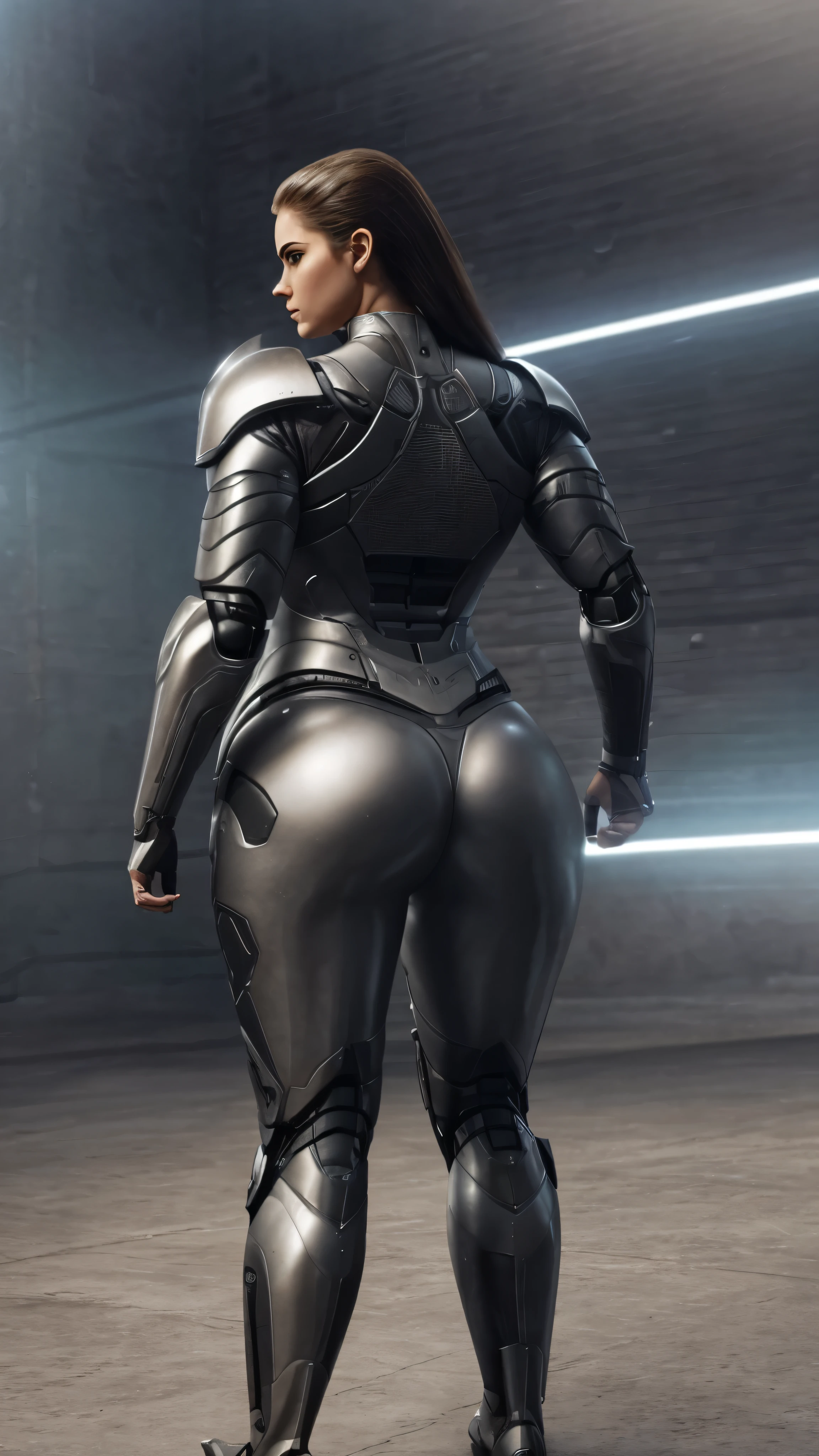 Woman, Curvy, Thick, Muscular, Robot, Sci-Fi, Aerodynamic, Carbon Fibre, Armor, Gears, Engines.

CGI, VFX, 3D art, Realism

Top Models Face, Make Up, Beauty, Straight, Slicked, Long Legth Hair.

Dynamic, Walking, back view, sexy, 