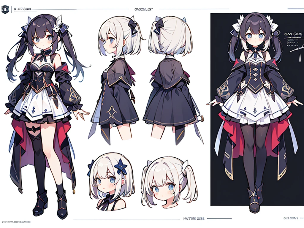 reference art, 1girl, sweetheart, cute, full body, white background, concept art