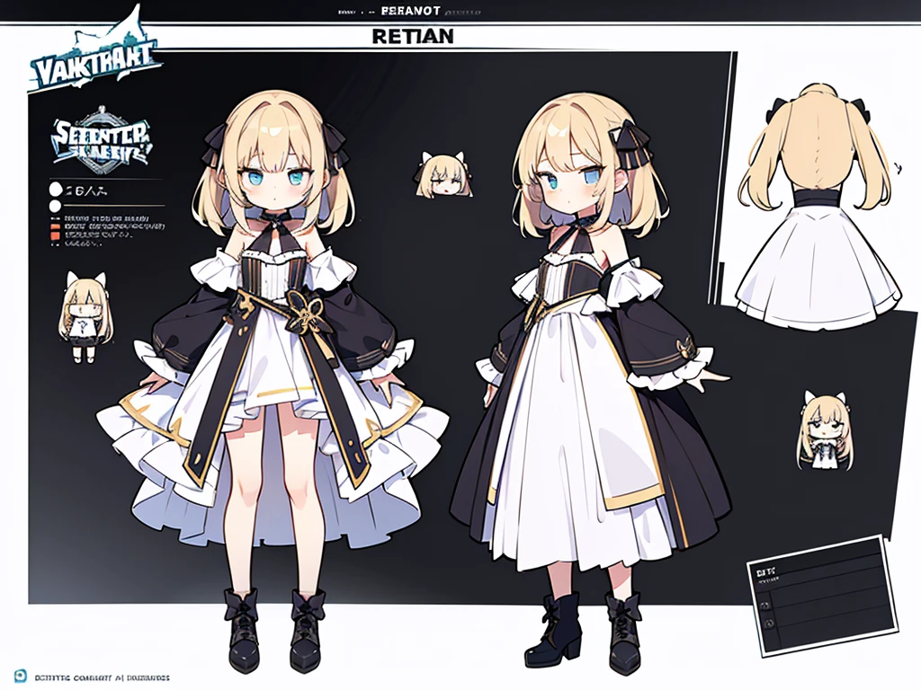 reference art, 1girl, sweetheart, cute, full body, white background, concept art