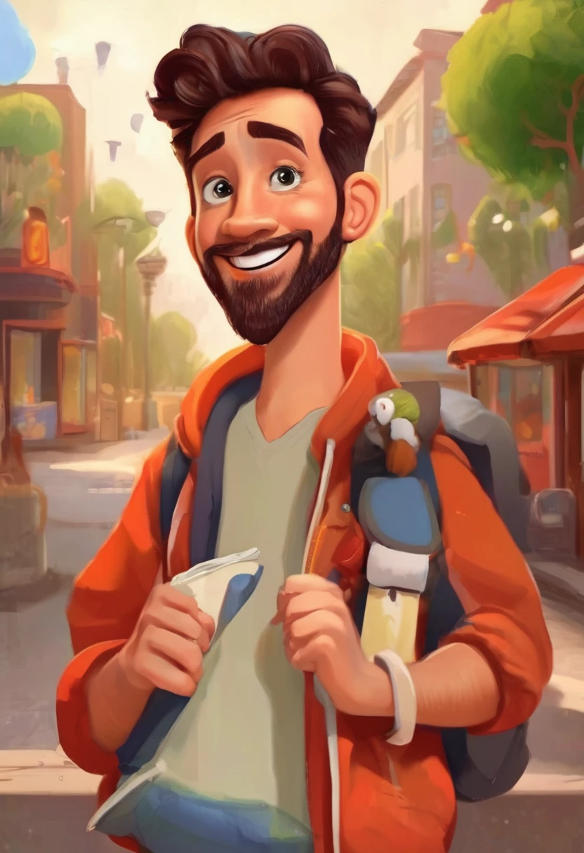 male cartoon portrait, Pixar-style
