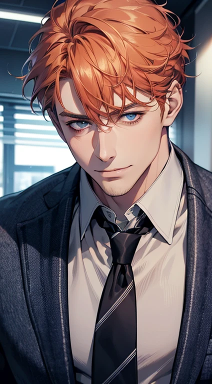 (best quality,4k,8k,highres,masterpiece:1.2),ultra-detailed,(realistic,photorealistic,photo-realistic:1.37),1 man,31 years old,mature man,very handsome,without expression,smile,short grey b
Orange hair,blue eyes,penetrating gaze,perfect face without errors,imposing posture,businessman,office background,cinematic lighting,hdr image