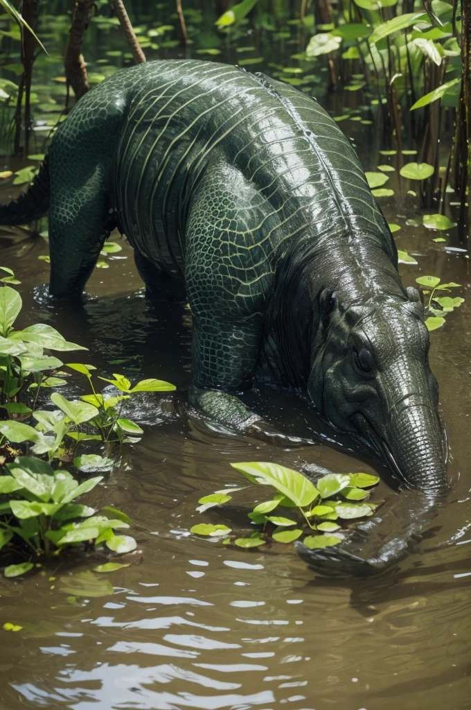 Invent an animal that is fully adapted to life in the swamp 