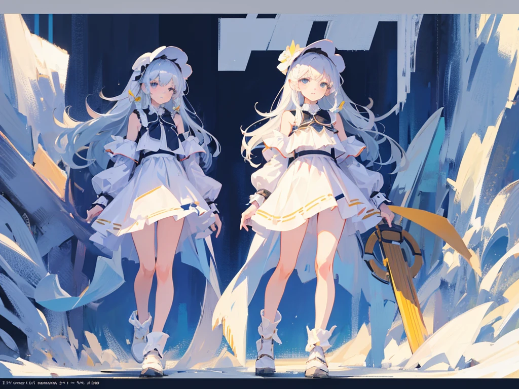 reference art, 1girl, full body, white background, concept art