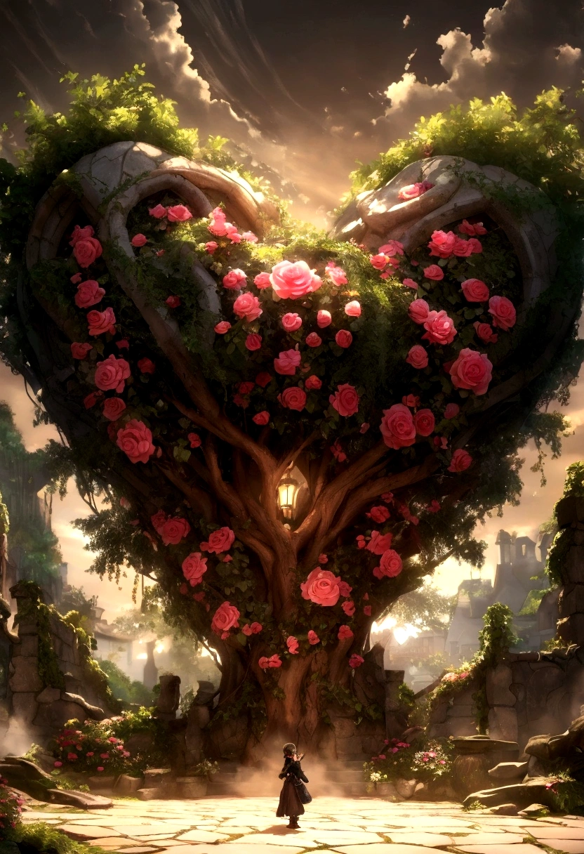Secret Garden Flowers, pink rose bush (masterpiece:1.6, Highest quality), (Very detailed CG ユニティ 8k 壁紙, masterpiece , Very detailed, Best Shadow), (Detailed Background), Green Grass, Europe garden