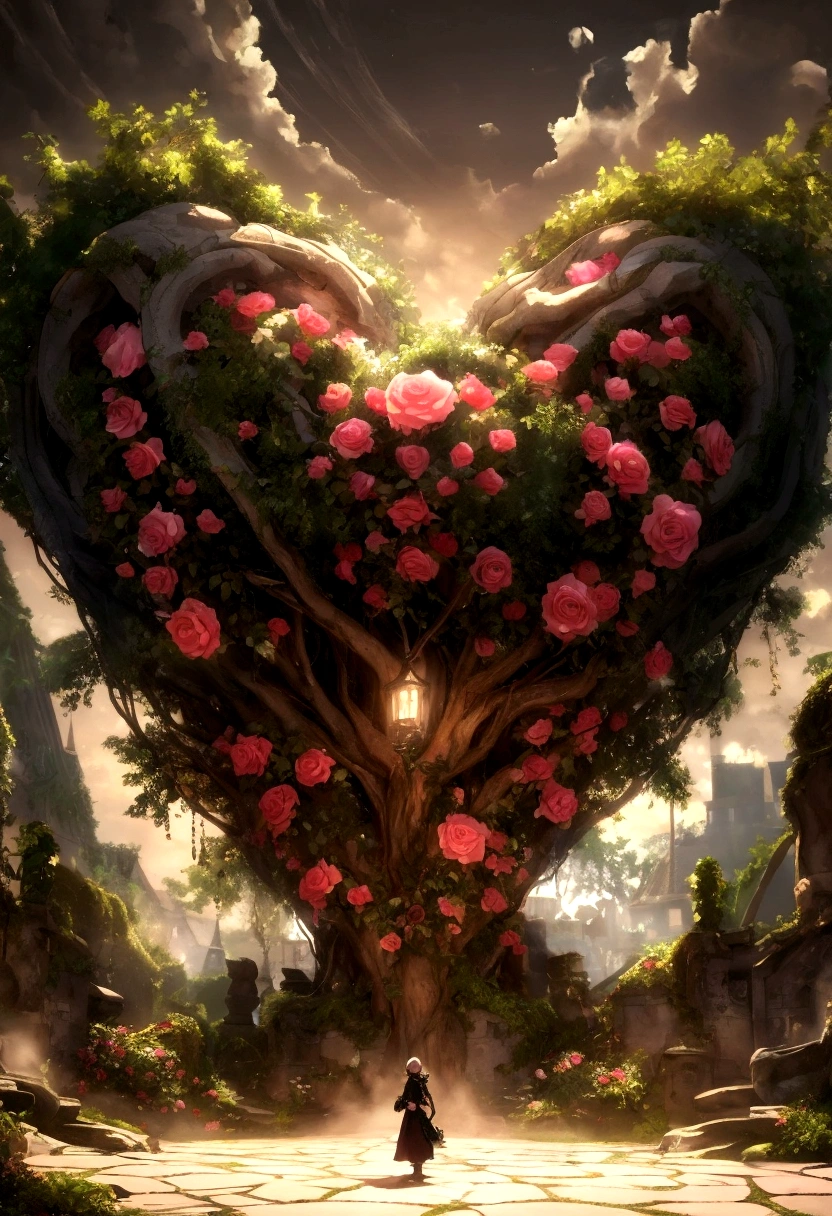 Secret Garden Flowers, pink rose bush (masterpiece:1.6, Highest quality), (Very detailed CG ユニティ 8k 壁紙, masterpiece , Very detailed, Best Shadow), (Detailed Background), Green Grass, Europe　garden