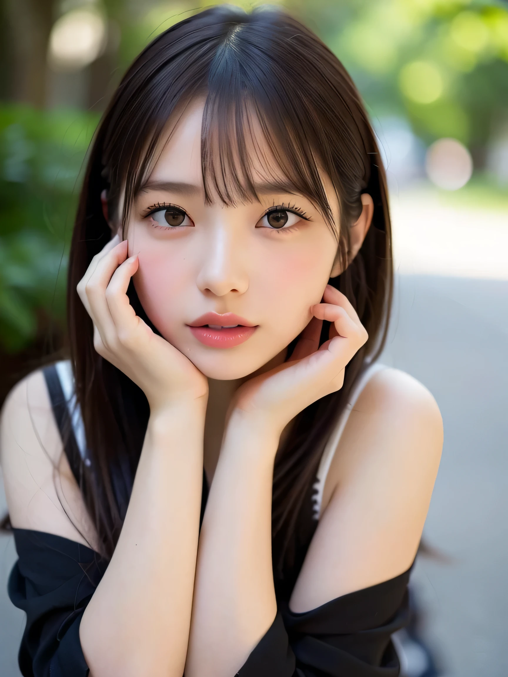 ((highest quality)), (be familiar with), beautiful girl, Japanese girl, , highly detailed eyes, highly detailed nose, highly detailed mouth, beautiful feet, beautiful hand, beautiful arms, ((perfect anatomy :1.4)), one person, no cut, outdoor, glamor, Full-body, Photo-like, campus, chiaroscuro, ((masterpiece)), 16k, textured skin, super detail