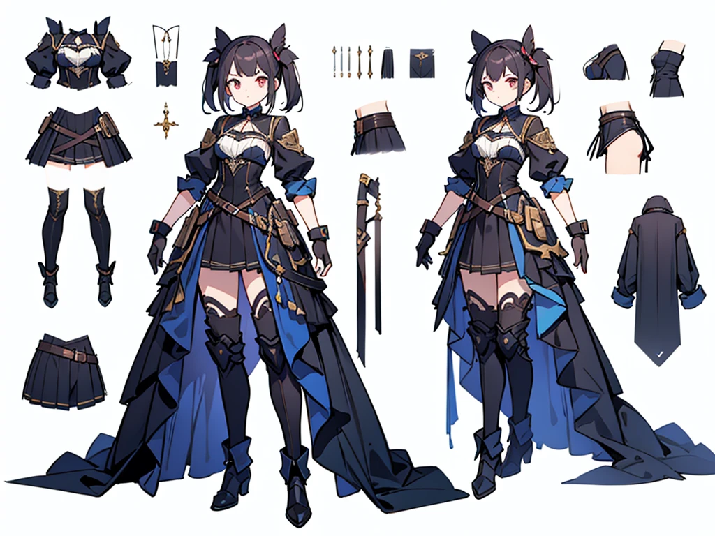 reference art, 1girl, full body, white background, concept art