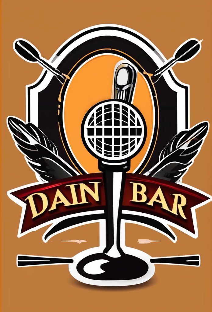 Stylish dining bar logo with a liquor glass logo、
Darts Arrows、Billiard balls、Karaoke microphone etc.、A stylish logo that looks like it&#39;s in a bottle of alcohol. A playful and mature design. A cool, chic and modern design. The background is pure white.