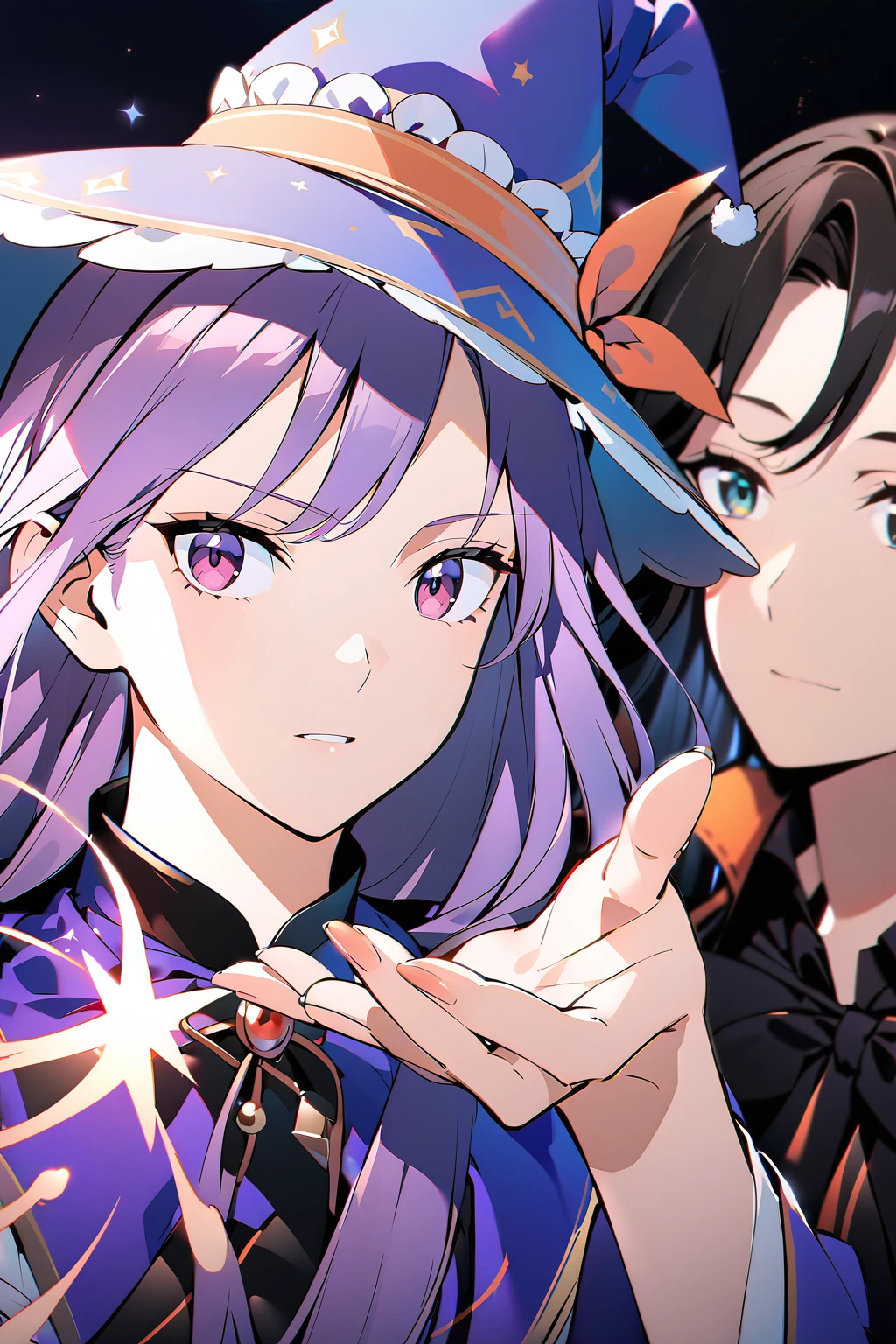 Close-up of a person in a hat and dress, marisa kirisame, Portrait of a female magician, Beautiful anime portraits, Stunning Anime Face Portraits, From Girls Frontline, anime art wallpaper 4k, anime art wallpaper 4k, Frivolous anime witch casting a spell, anime wallpaper 4k, anime wallpaper 4k, portrait of a young witch girl