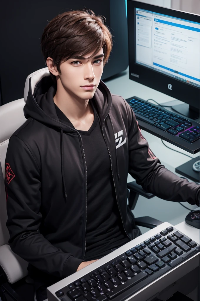 A handsome male gamer