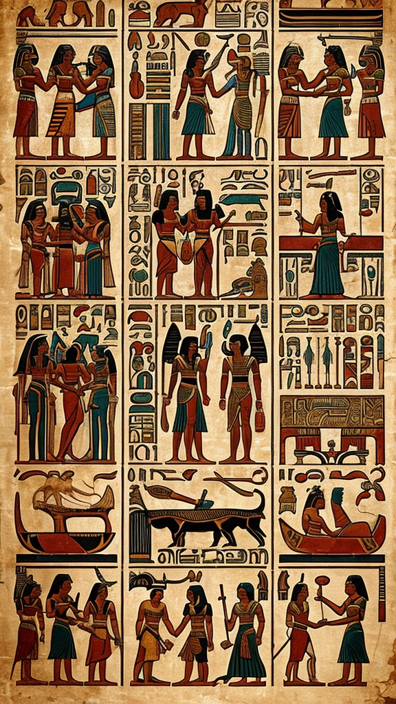 Gods depicted in ancient Egyptian murals々Illustration