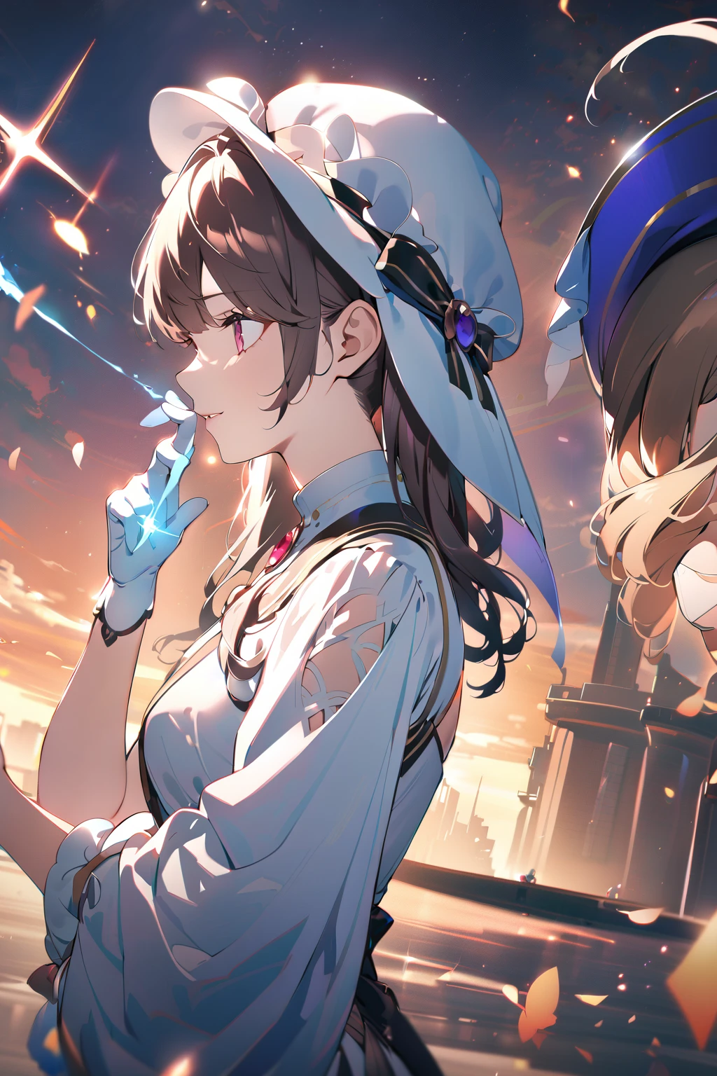 Close-up of a person in a hat and dress, marisa kirisame, Portrait of a female magician, Beautiful anime portraits, Stunning Anime Face Portraits, From Girls Frontline, anime art wallpaper 4k, anime art wallpaper 4k, Frivolous anime witch casting a spell, anime wallpaper 4k, anime wallpaper 4k, portrait of a young witch girl