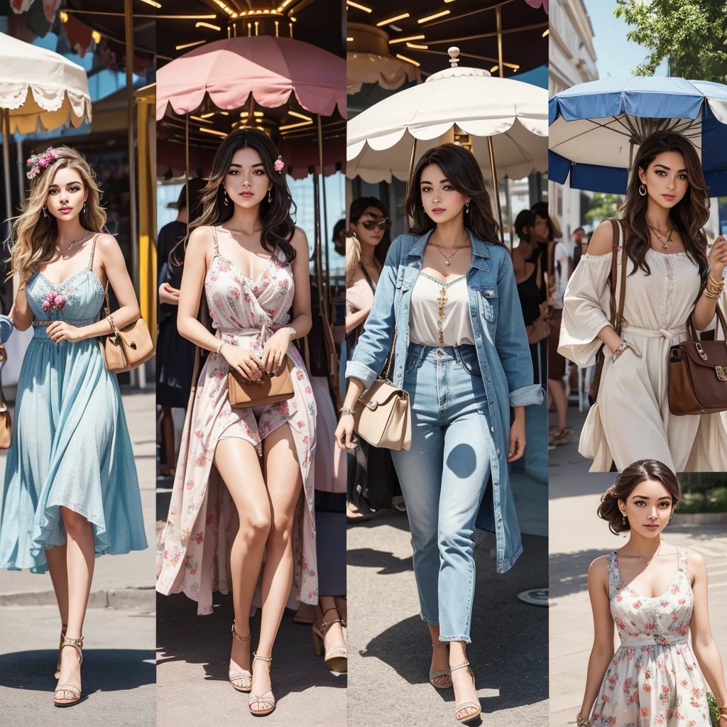 Description: A series of carousel-style images showing different fashion looks for the summer season.objective: Inspire followers to try new trends and increase post engagement.