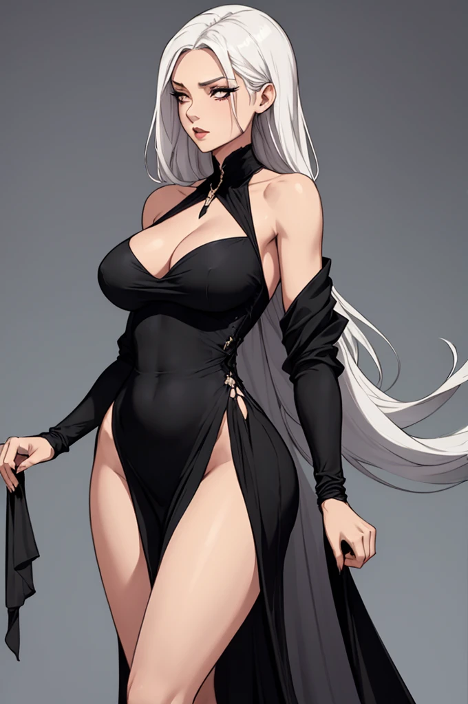 long cool woman in a black dress