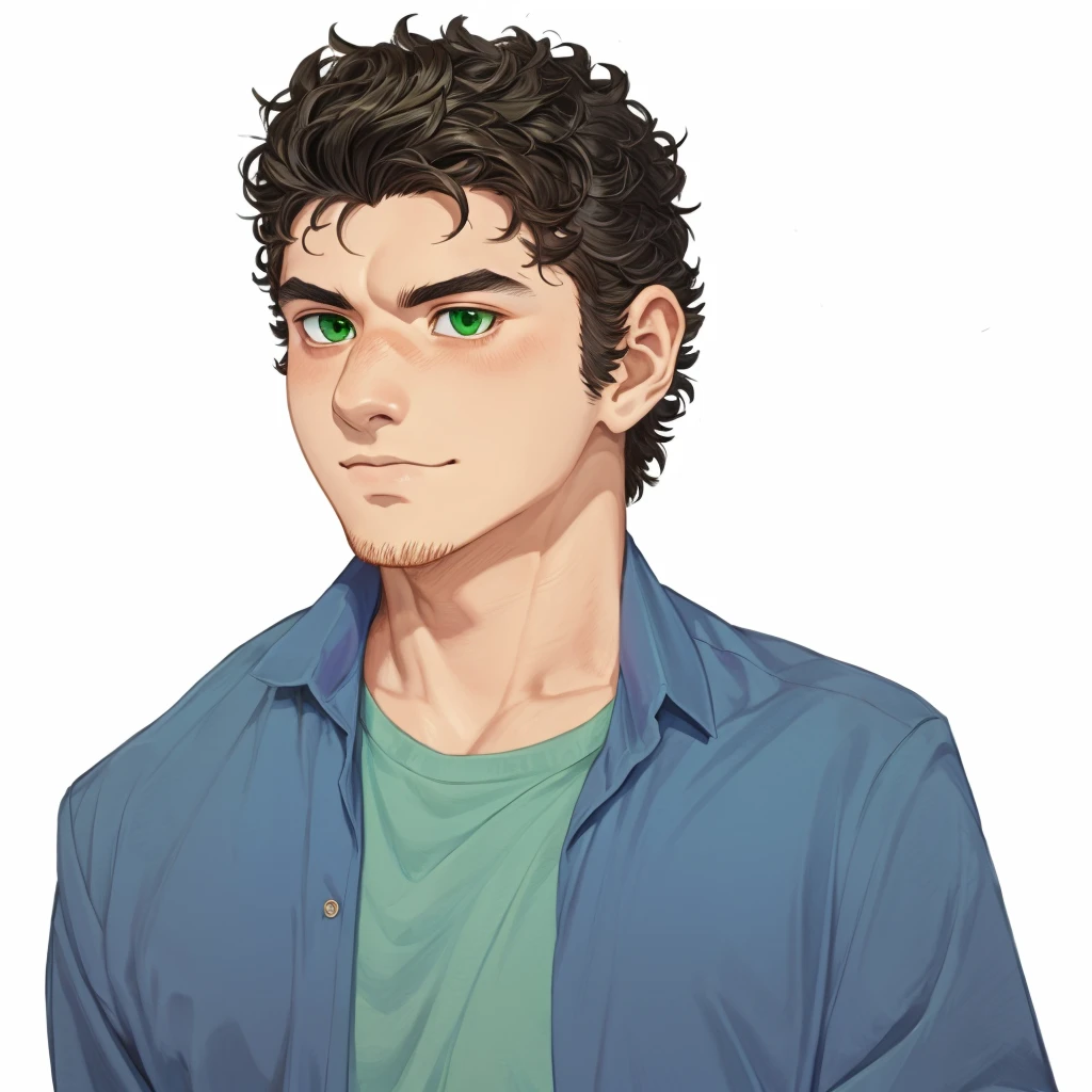 Cartoon of a man in a blue shirt and a green shirt, Kentaro Miura art style, Kentaro Miura's Manga Art Style, Kentaro Miura Manga Style, Kentaro Miura Style, Kentaro Miura style, Kentaro Miura's manga style, Kentaro Miura Style, Kentaro Miura!
